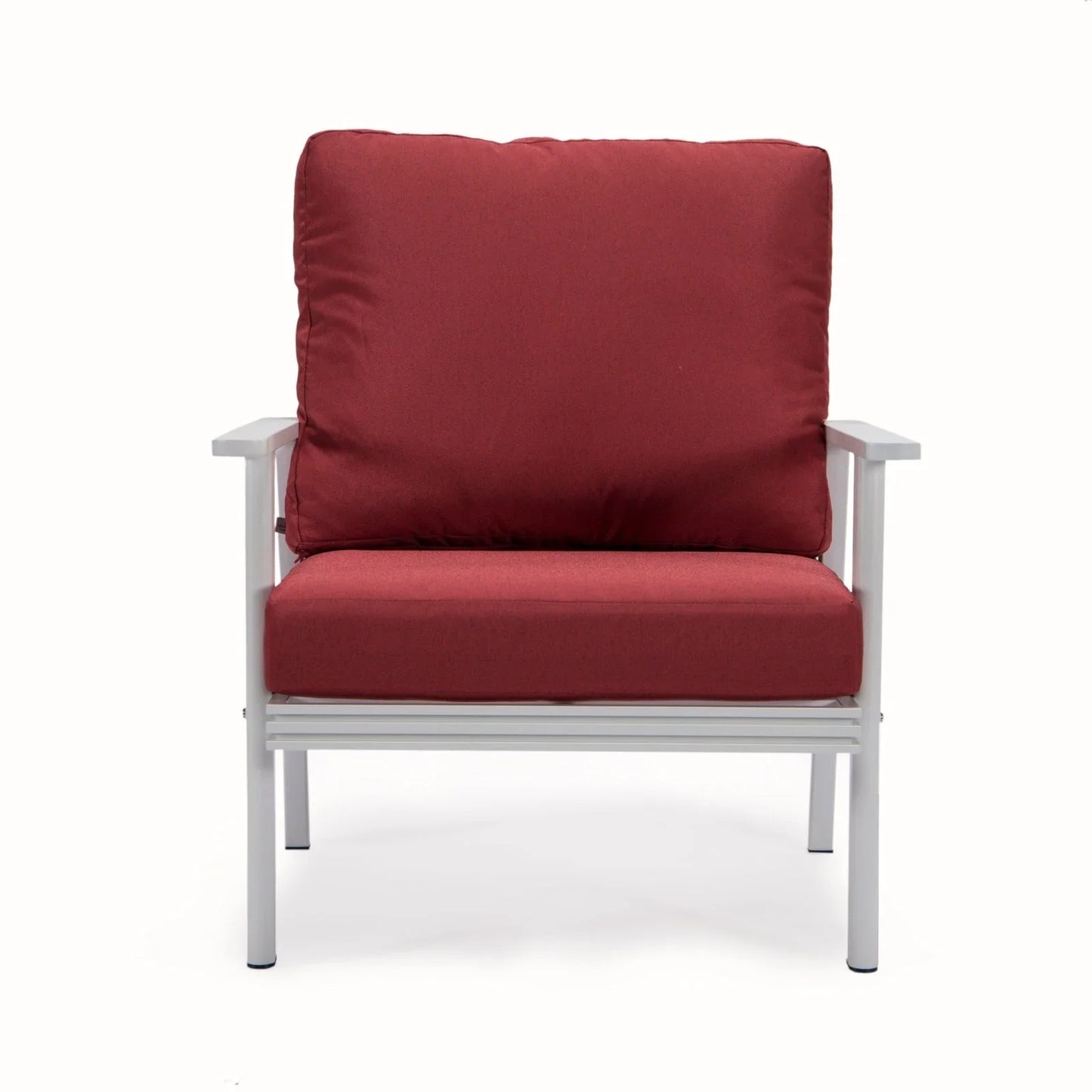 Walbrooke Modern 3-Piece Outdoor Patio Set with White Aluminum Frame and Removable Cushions Loveseat and Set of 2 Armchairs - Elax Furniture