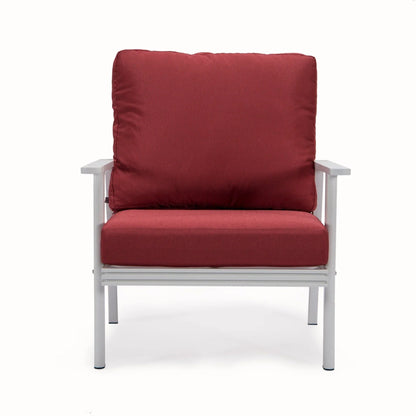 Walbrooke Modern 3-Piece Outdoor Patio Set with White Aluminum Frame and Removable Cushions Loveseat and Set of 2 Armchairs - Elax Furniture