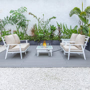 Walbrooke Aluminum Patio Conversation With Slats Design Fire Pit Table & Tank Holder - Elax Furniture