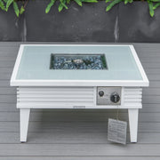 Walbrooke Aluminum Patio Conversation With Slats Design Fire Pit Table & Tank Holder - Elax Furniture
