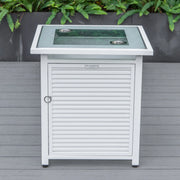 Walbrooke Aluminum Patio Conversation With Slats Design Fire Pit Table & Tank Holder - Elax Furniture