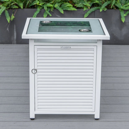 Walbrooke Aluminum Patio Conversation With Slats Design Fire Pit Table & Tank Holder - Elax Furniture