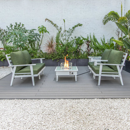 Walbrooke Aluminum Patio Conversation With Slats Design Fire Pit Table & Tank Holder - Elax Furniture