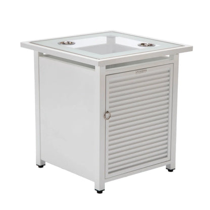 Walbrooke Outdoor Patio Square Fire Pit and Tank Holder with Slats Design - Elax Furniture