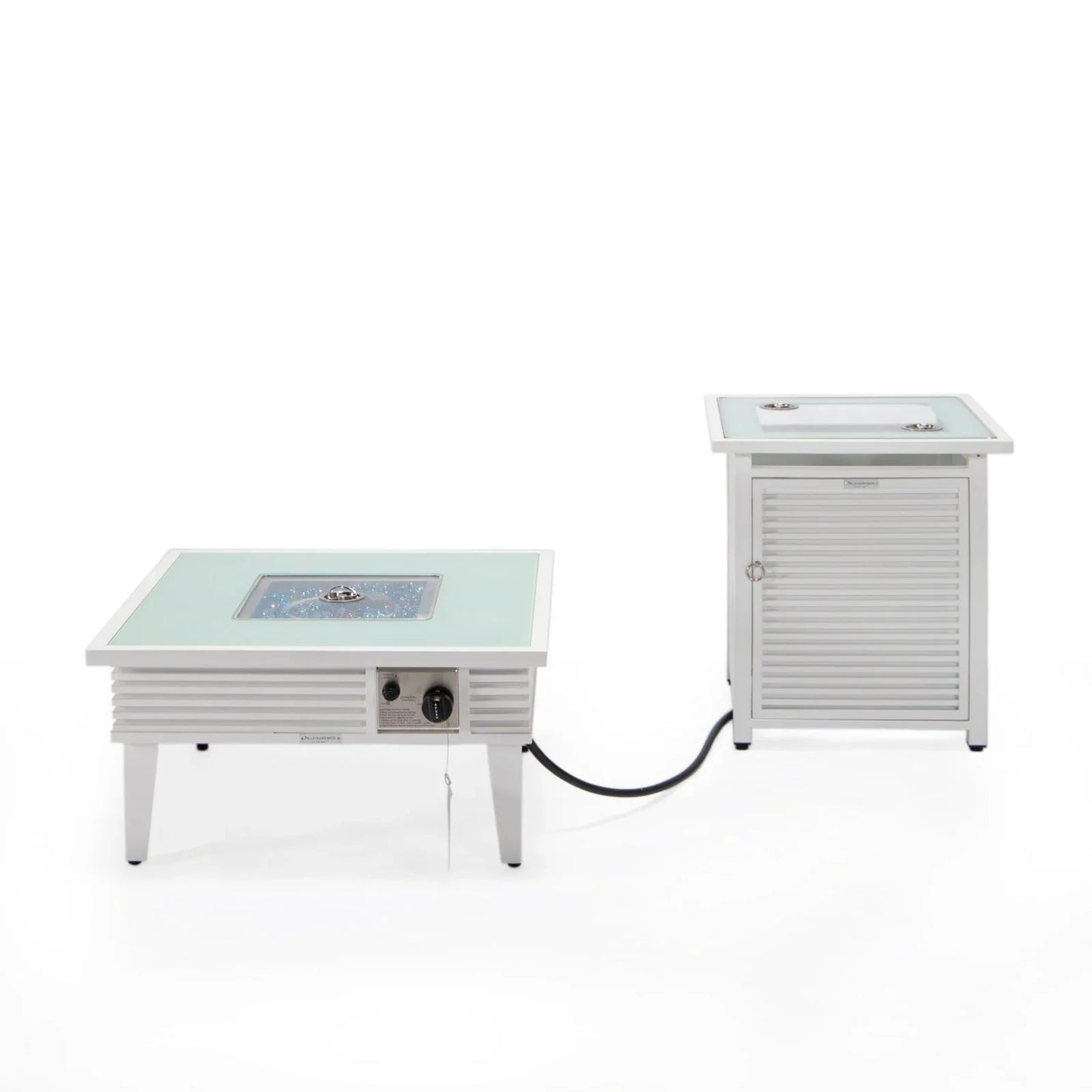 Walbrooke Outdoor Patio Square Fire Pit and Tank Holder with Slats Design - Elax Furniture