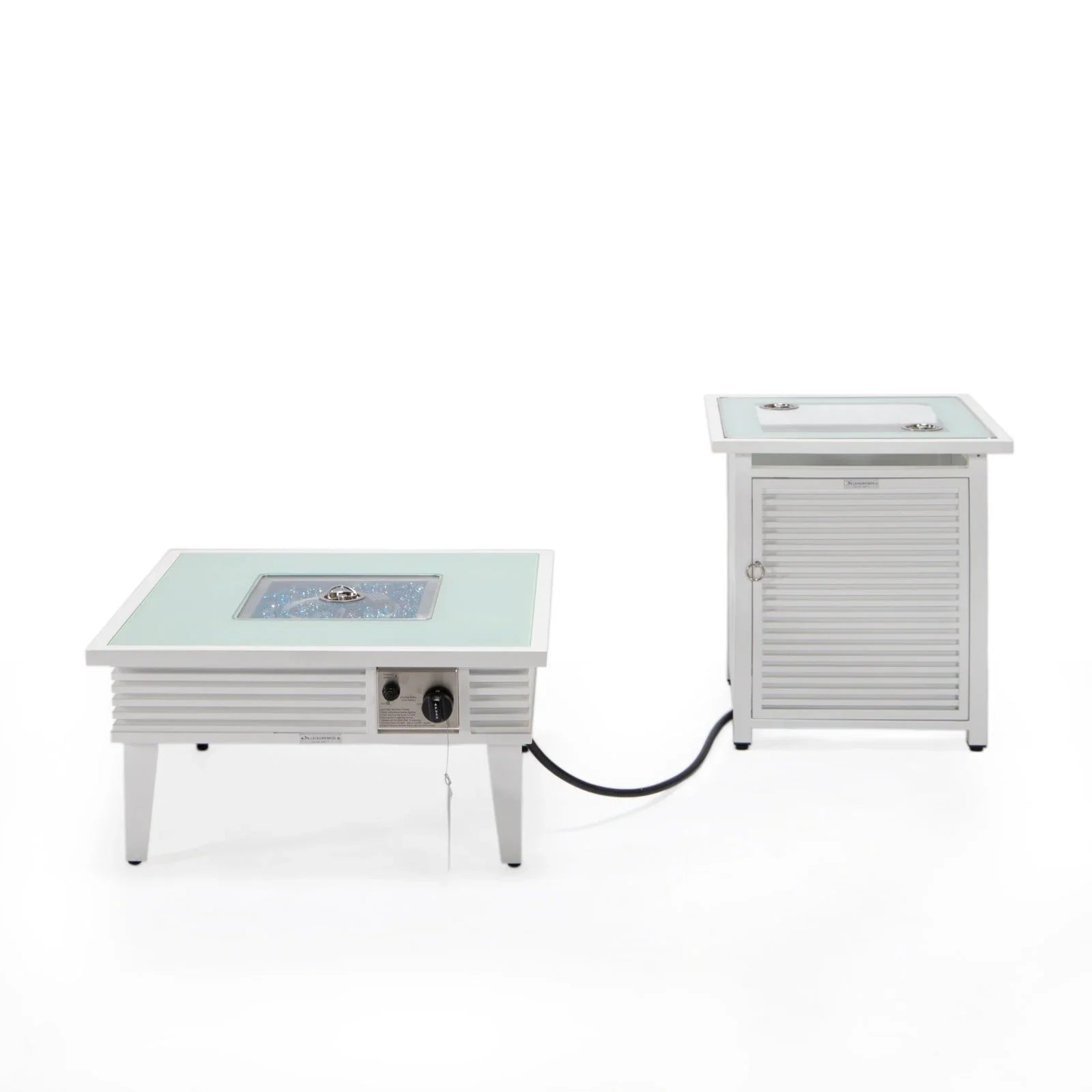 Walbrooke Outdoor Patio Square Fire Pit and Tank Holder with Slats Design - Elax Furniture