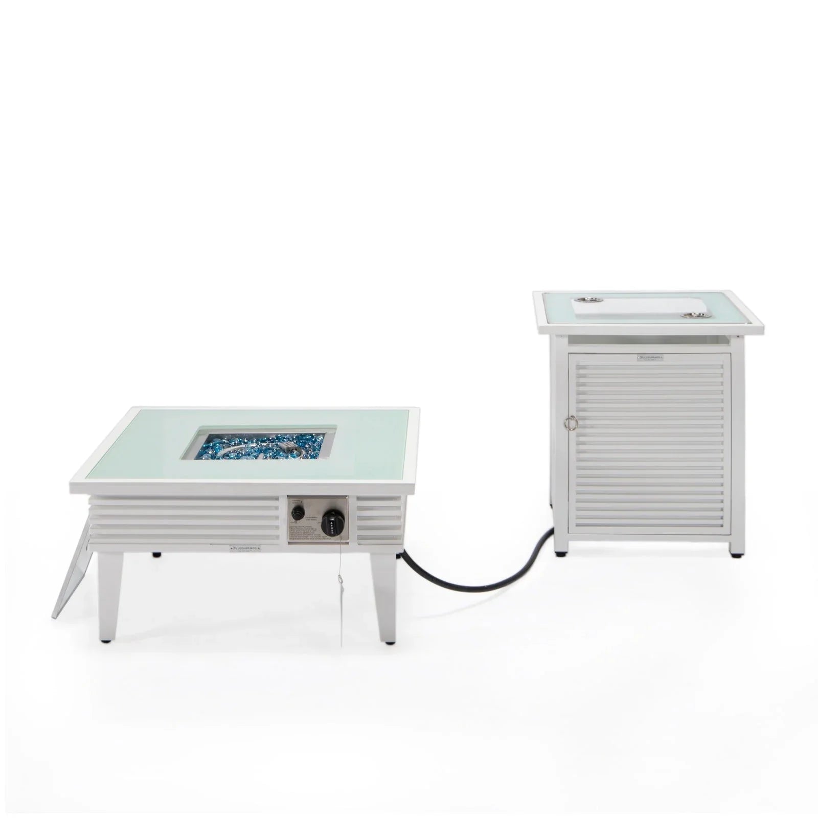 Walbrooke Outdoor Patio Square Fire Pit and Tank Holder with Slats Design - Elax Furniture