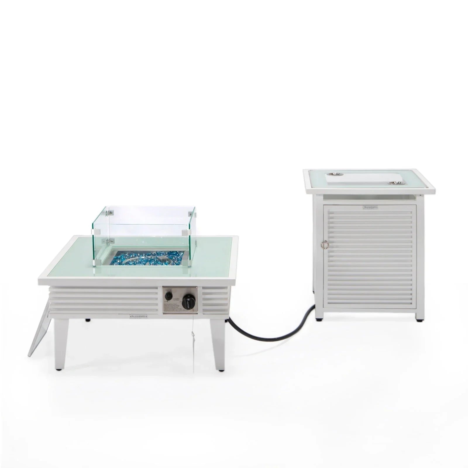 Walbrooke Outdoor Patio Square Fire Pit and Tank Holder with Slats Design - Elax Furniture