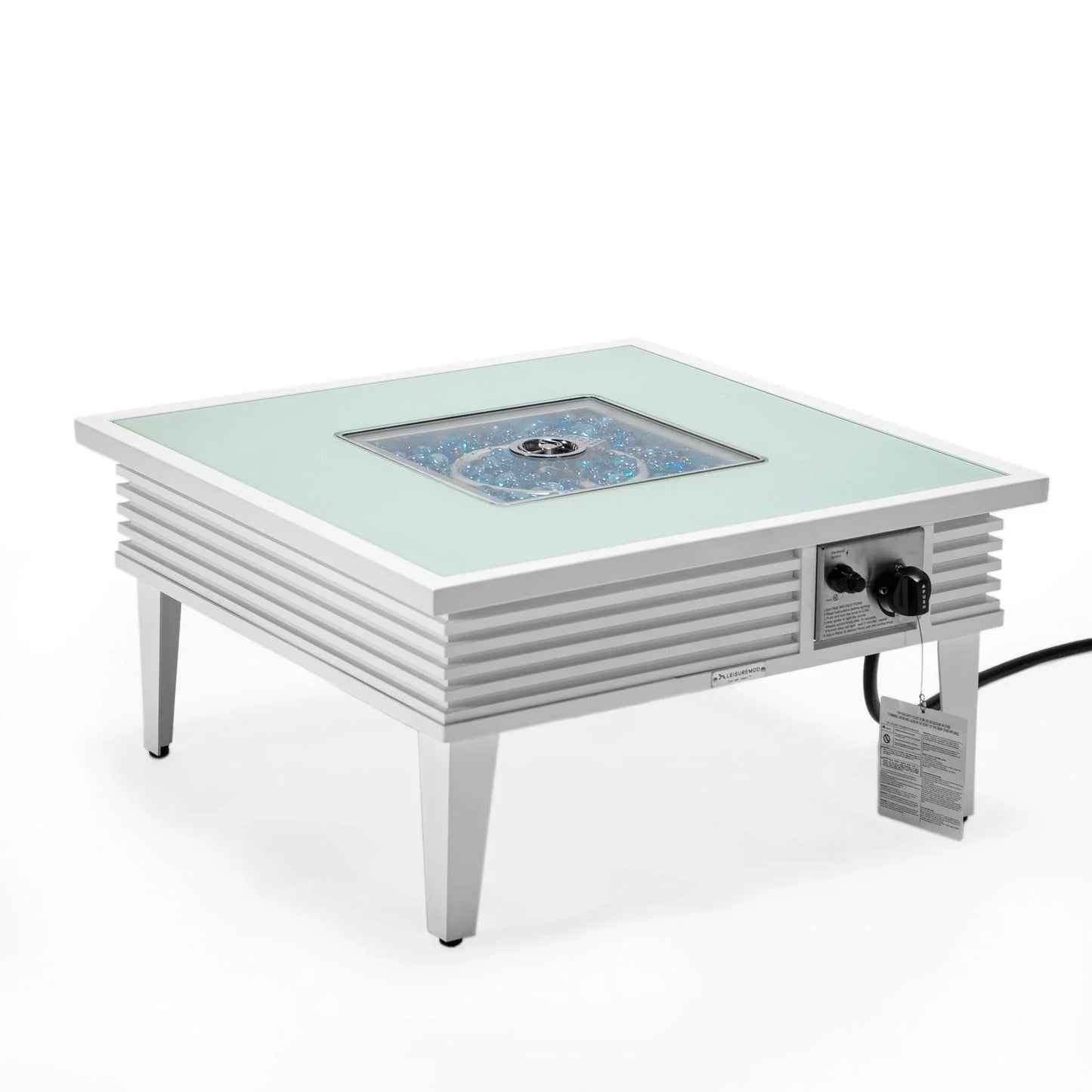 Walbrooke Outdoor Patio Square Fire Pit and Tank Holder with Slats Design - Elax Furniture