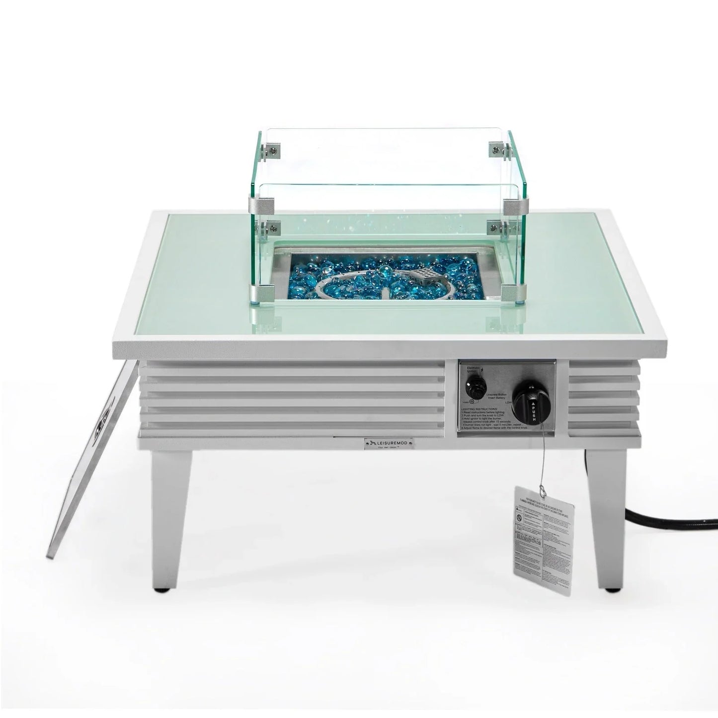 Walbrooke Modern Outdoor Square Fire Pit Table with Powder-Coated Aliuminum Frame and Slats Design - Elax Furniture