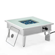 Walbrooke Modern Outdoor Square Fire Pit Table with Powder-Coated Aliuminum Frame and Slats Design - Elax Furniture