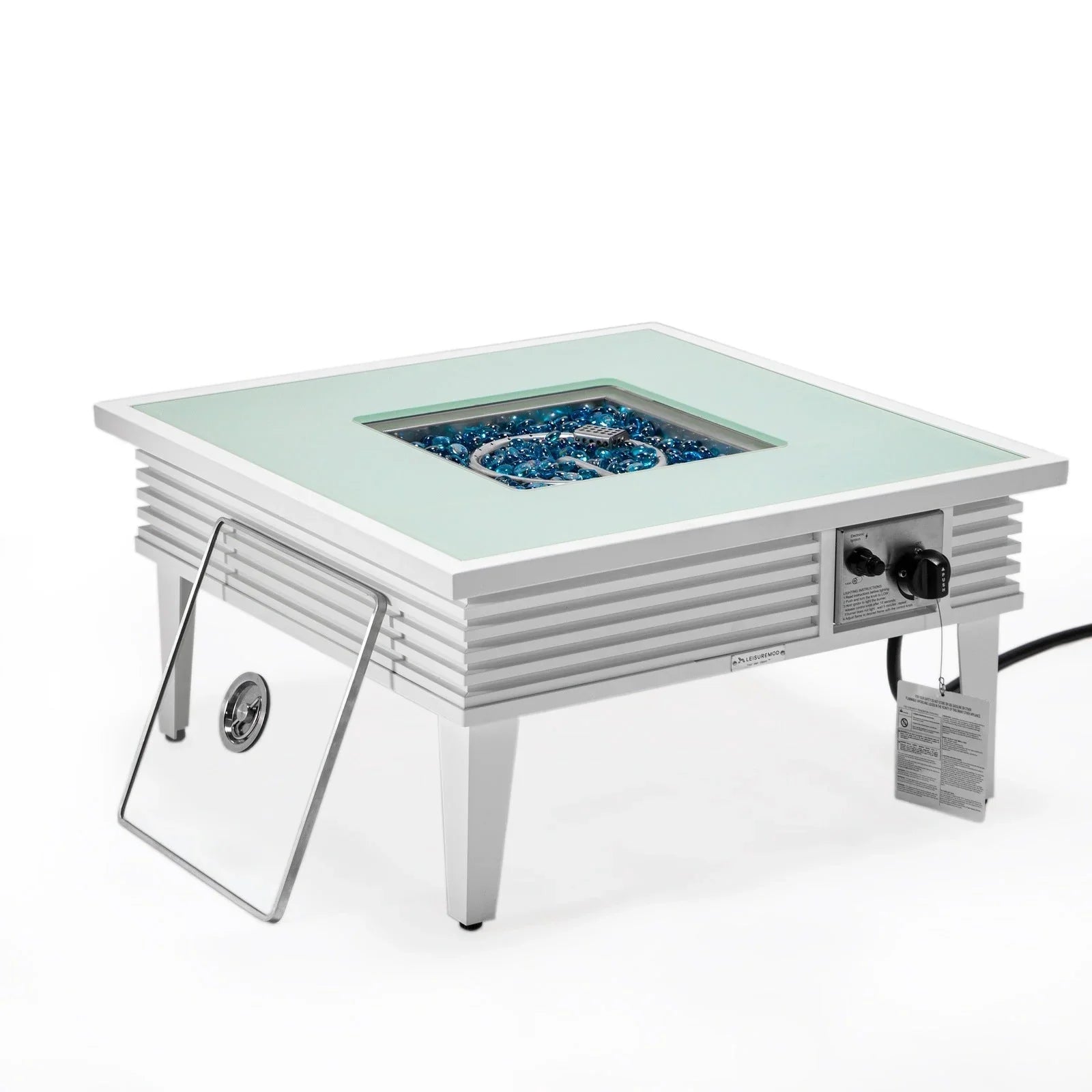 Walbrooke Modern Outdoor Square Fire Pit Table with Powder-Coated Aliuminum Frame and Slats Design - Elax Furniture