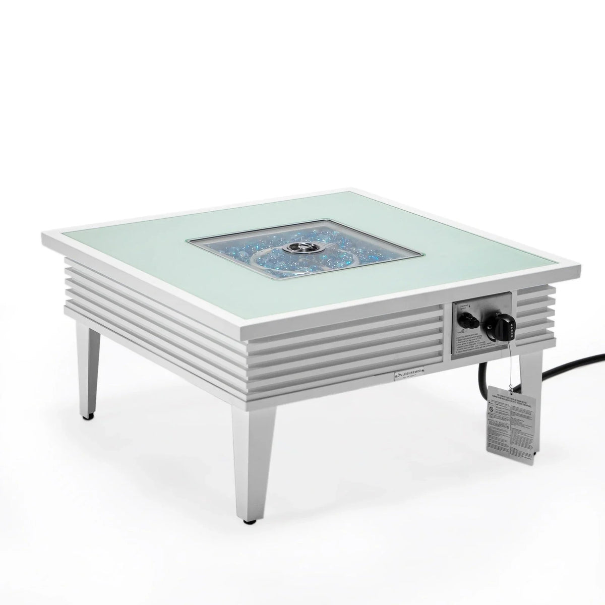 Walbrooke Modern Outdoor Square Fire Pit Table with Powder-Coated Aliuminum Frame and Slats Design - Elax Furniture
