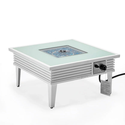 Walbrooke Modern Outdoor Square Fire Pit Table with Powder-Coated Aliuminum Frame and Slats Design - Elax Furniture