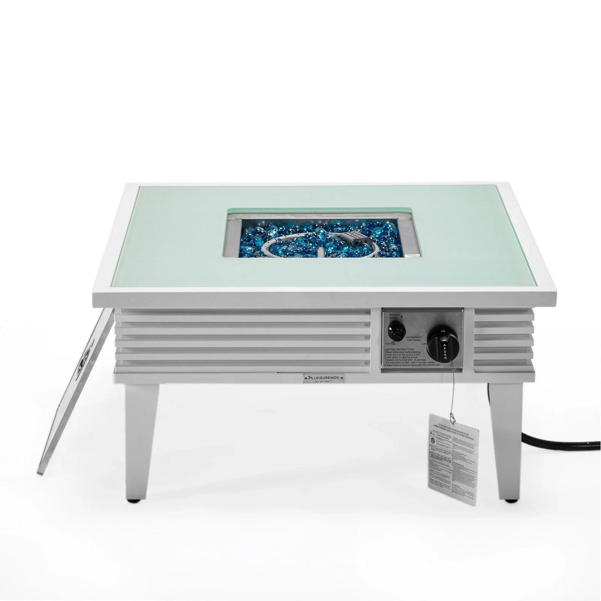 Walbrooke Modern Outdoor Square Fire Pit Table with Powder-Coated Aliuminum Frame and Slats Design - Elax Furniture