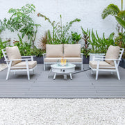 Walbrooke Aluminum Patio Conversation With Slats Design Fire Pit Table & Tank Holder - Elax Furniture
