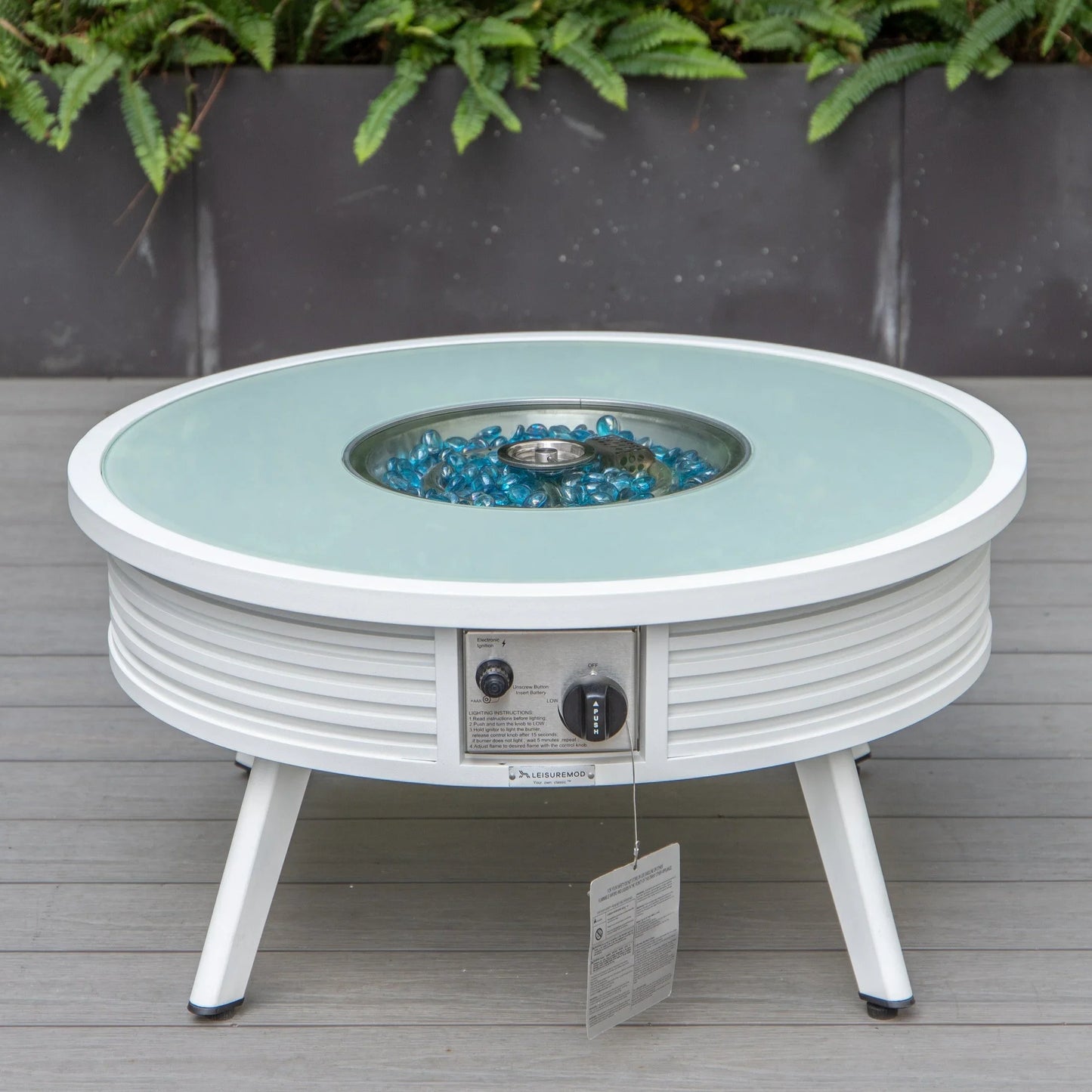 Walbrooke Aluminum Patio Conversation With Slats Design Fire Pit Table & Tank Holder - Elax Furniture