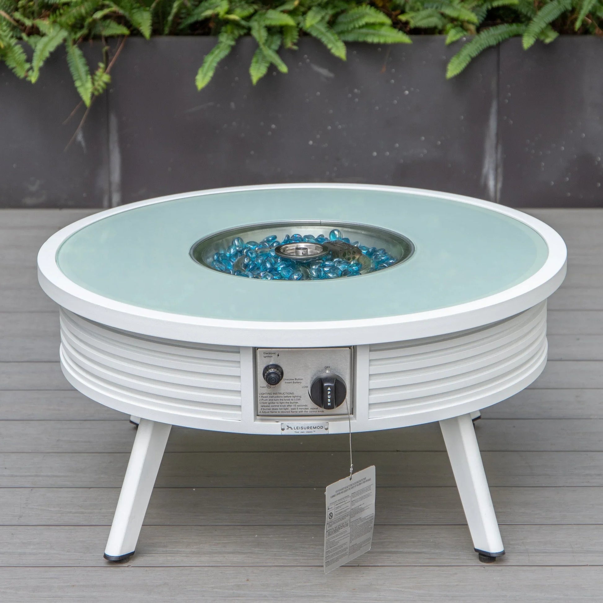 Walbrooke Aluminum Patio Conversation With Slats Design Fire Pit Table & Tank Holder - Elax Furniture