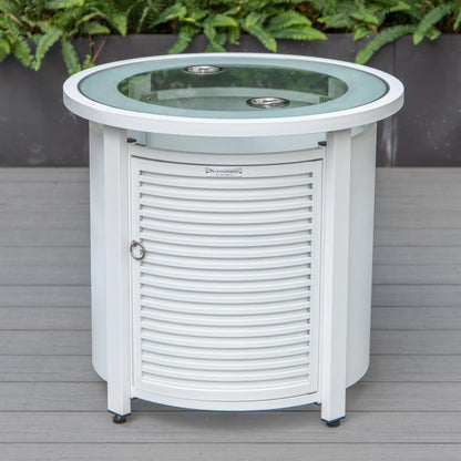 Walbrooke Aluminum Patio Conversation With Slats Design Fire Pit Table & Tank Holder - Elax Furniture