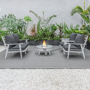 Walbrooke Aluminum Patio Conversation With Slats Design Fire Pit Table & Tank Holder - Elax Furniture