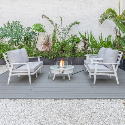 Walbrooke Aluminum Patio Conversation With Slats Design Fire Pit Table & Tank Holder - Elax Furniture