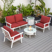 Walbrooke Aluminum Patio Conversation With Slats Design Fire Pit Table & Tank Holder - Elax Furniture