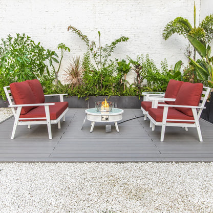 Walbrooke Aluminum Patio Conversation With Slats Design Fire Pit Table & Tank Holder - Elax Furniture