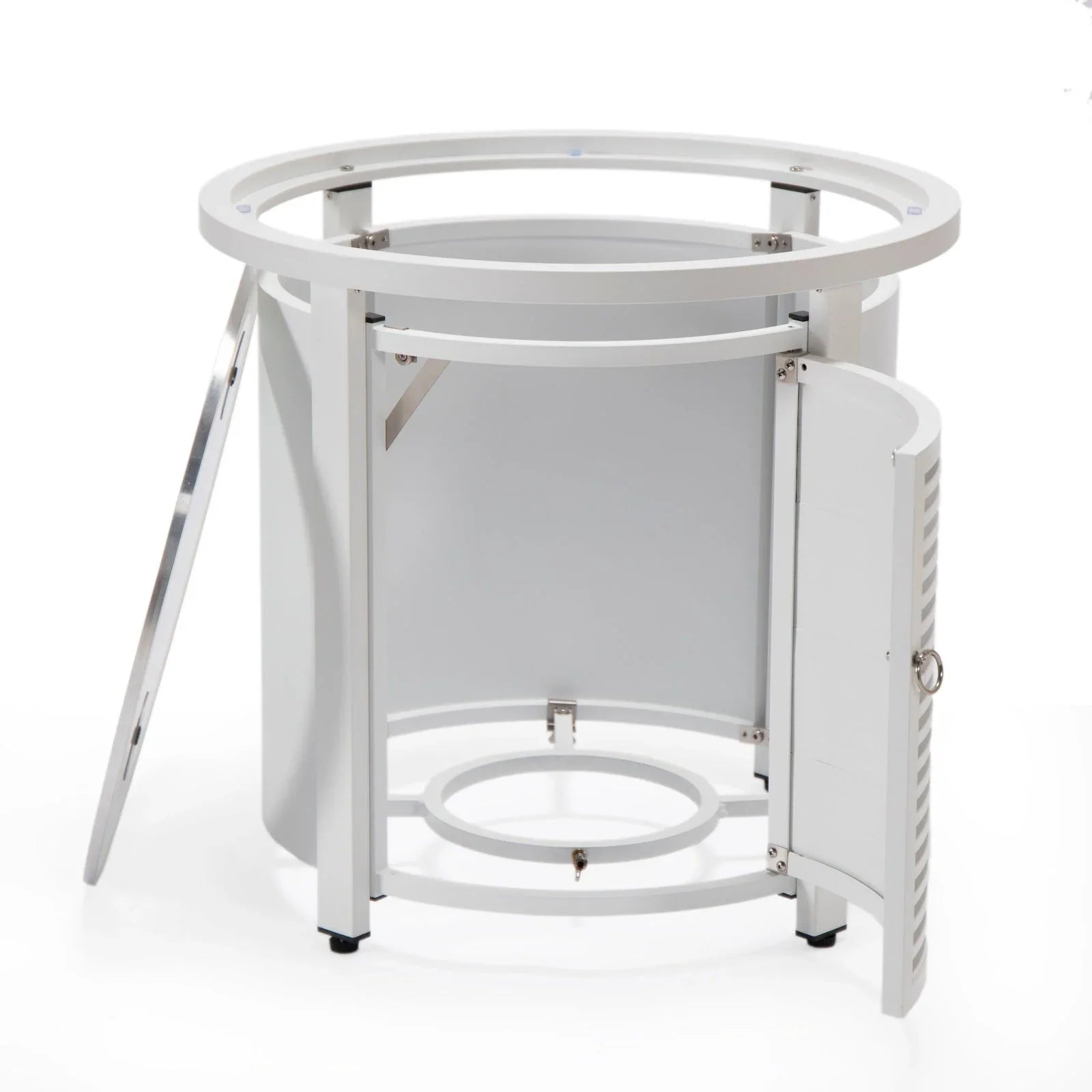 Walbrooke Outdoor Patio Round Fire Pit and Tank Holder with Slats Design - Elax Furniture