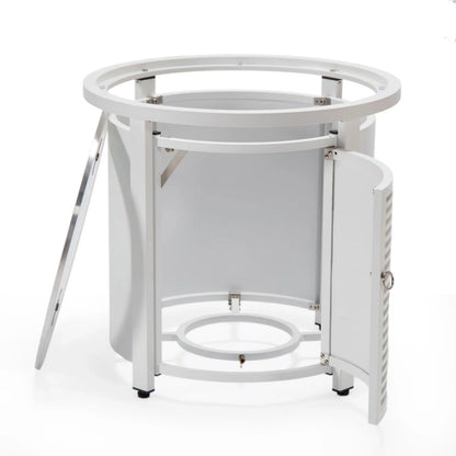 Walbrooke Outdoor Patio Round Fire Pit and Tank Holder with Slats Design - Elax Furniture