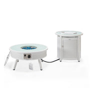 Walbrooke Outdoor Patio Round Fire Pit and Tank Holder with Slats Design - Elax Furniture