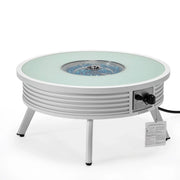 Walbrooke Modern Outdoor Round Fire Pit Table with Powder-Coated Aliuminum Frame and Slats Design - Elax Furniture