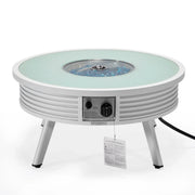 Walbrooke Modern Outdoor Round Fire Pit Table with Powder-Coated Aliuminum Frame and Slats Design - Elax Furniture