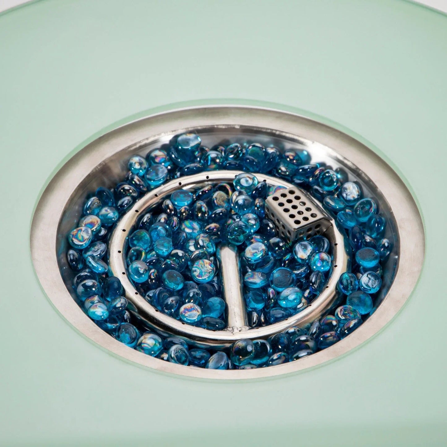 Walbrooke Modern Outdoor Round Fire Pit Table with Powder-Coated Aliuminum Frame and Slats Design - Elax Furniture