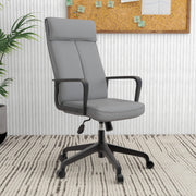 Aiaria Ergonomic High-Back Leather Office Chair with Adjustable Height, Swivel, Tilt, and Double Wheel Casters Grey Office Chair Your Vendor Name