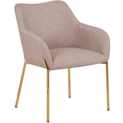 Zaire Upholsters Dining Chair in Velvet/Leather/Boucle with Gold Chrome Iron Boucle White Dining Chair Leisuremod