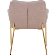 Zaire Upholsters Dining Chair in Velvet/Leather/Boucle with Gold Chrome Iron Boucle White Dining Chair Leisuremod