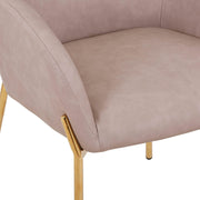 Zaire Upholsters Dining Chair in Velvet/Leather/Boucle with Gold Chrome Iron Boucle White Dining Chair Leisuremod