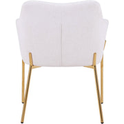 Zaire Upholsters Dining Chair in Velvet/Leather/Boucle with Gold Chrome Iron Boucle White Dining Chair Leisuremod
