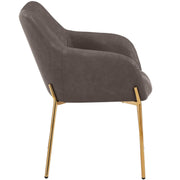 Zaire Upholsters Dining Chair in Velvet/Leather/Boucle with Gold Chrome Iron Fabric Charcoal Dining Chair Leisuremod