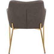 Zaire Upholsters Dining Chair in Velvet/Leather/Boucle with Gold Chrome Iron Fabric Charcoal Dining Chair Leisuremod