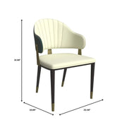 Zayle 7-Piece Dining Set with 55" Rectangular Dining Table in White/Gold Sintered Stone Top and 6 Leather Dining Chairs - Elax Furniture