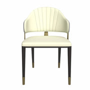 Zayle 7-Piece Dining Set with 55" Rectangular Dining Table in White/Gold Sintered Stone Top and 6 Leather Dining Chairs - Elax Furniture