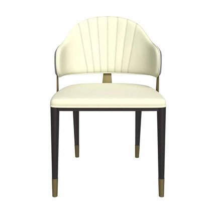 Zayle 7-Piece Dining Set with 55" Rectangular Dining Table in White/Gold Sintered Stone Top and 6 Leather Dining Chairs - Elax Furniture