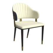 Zayle 7-Piece Dining Set with 55" Rectangular Dining Table in White/Gold Sintered Stone Top and 6 Leather Dining Chairs - Elax Furniture