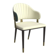 Zayle 7-Piece Dining Set with 55" Rectangular Dining Table in White/Gold Sintered Stone Top and 6 Leather Dining Chairs - Elax Furniture
