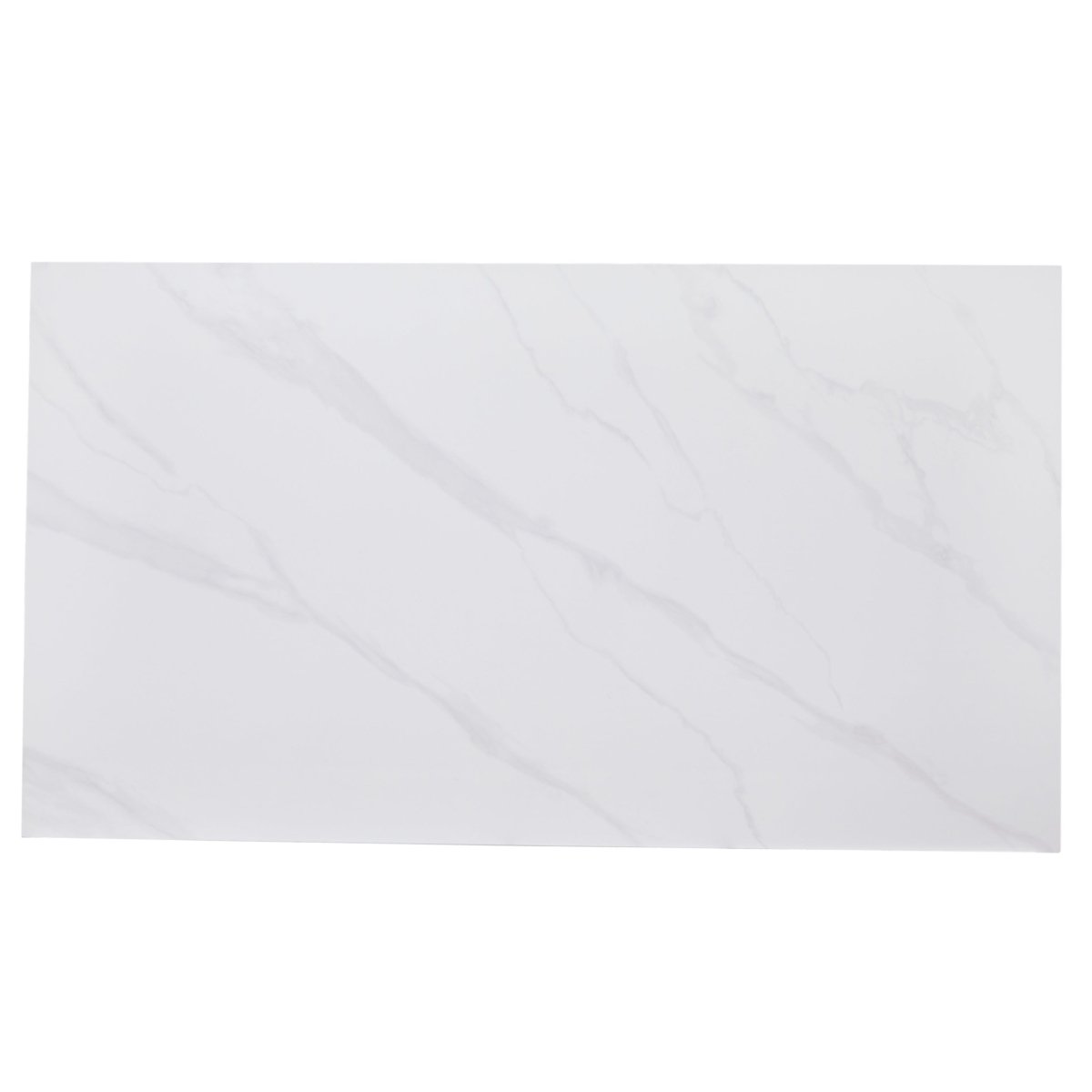 Zayle Rectangular Dining Table with a Sintered Stone Tabletop and a Stainless Steel Base Black 48 in. Wide White Marble Dining Table Leisuremod