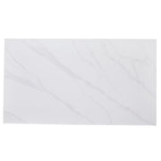 Zayle Rectangular Dining Table with a Sintered Stone Tabletop and a Stainless Steel Base Black 48 in. Wide White Marble Dining Table Leisuremod