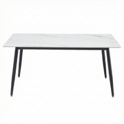 Zayle Rectangular Dining Table with a Sintered Stone Tabletop and a Stainless Steel Base Black White Gold Dining Table Leisuremod