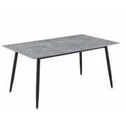Zayle Rectangular Dining Table with a Sintered Stone Tabletop and a Stainless Steel Base Black Light Grey Dining Table Leisuremod
