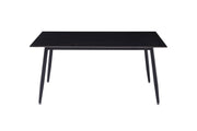 Zayle Rectangular Dining Table with a Sintered Stone Tabletop and a Stainless Steel Base Black Black Gold Dining Table Leisuremod